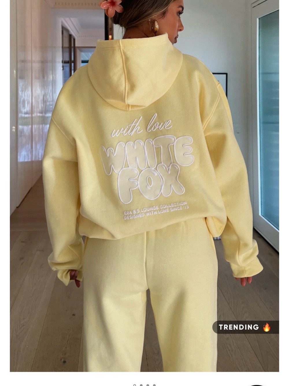 White Fox 'With Love'  Hoodie and jogger Set in Soft Yellow
